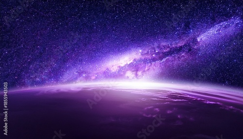 Glowing Purple Galaxy With Stars And Nebulae