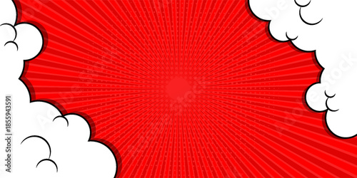 Pop art Comic Background with Cloud and shine bright Vector Illustration. Comic book cartoon speech bubble for text. Cartoon puff cloud background for text template.