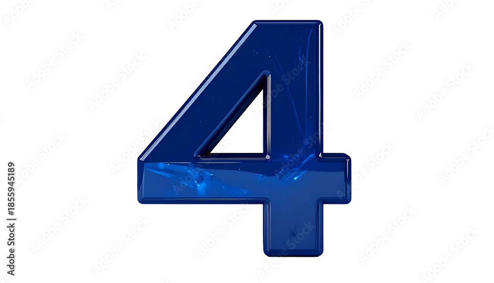 Obraz premium A single, glossy, blue numeral 