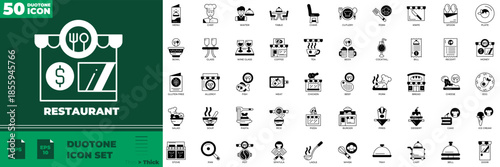 Restaurant Duotone Editable Icons set