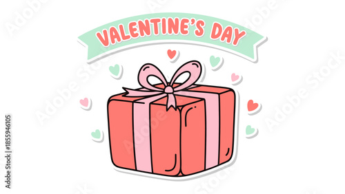 Valentine's Day Gift of Love: A delightful presentation of a Valentine's Day present, wrapped with tender ribbons and accompanied by heartfelt details.