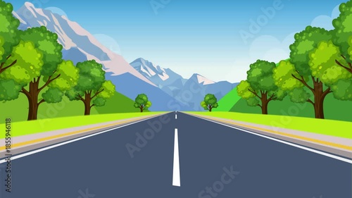 Cartoon Mountain Road loop Landscape