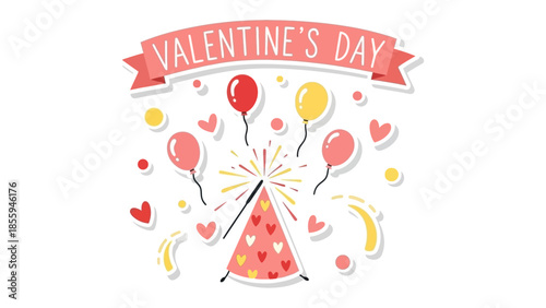 Valentine's Day Celebration: A vibrant and colorful illustration captures the joy and romance of Valentine's Day. It features a festive arrangement.