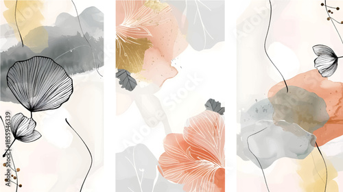 Elegant Watercolor Floral Background with Soft Tones, Artistic Hand Painted Flowers, and Minimal Botanical Elements for Feminine and Modern Design Use