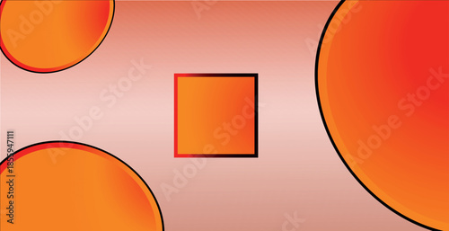 Vibrant Abstract Composition of Orange and Red Circles and Square in a Dynamic Modern Geometric Design with Gradient tone