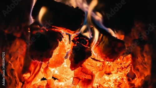 Old fireplace with light flame fire for heating building room