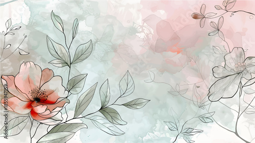 Elegant Watercolor Floral Background with Soft Tones, Artistic Hand Painted Flowers, and Minimal Botanical Elements for Feminine and Modern Design Use