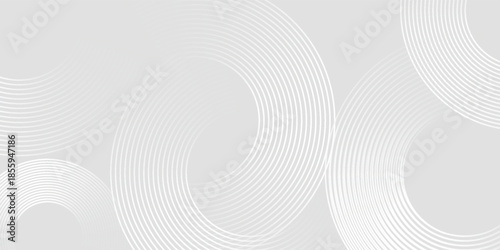 Abstract white glowing geometric lines on a gray background. Modern shiny blue circle line pattern. Future concept with a nice texture. Vector Background