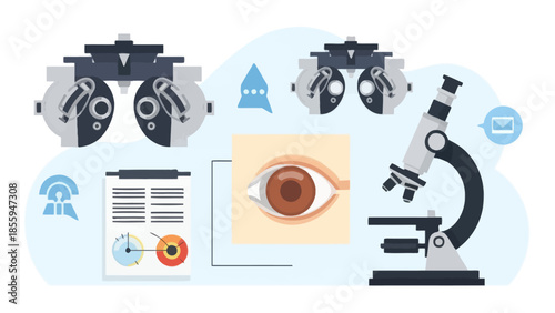 scientific research on eye health and microscopic analysis with advanced laboratory equipment and