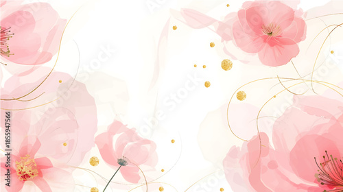 Elegant Watercolor Floral Background with Soft Tones, Artistic Hand Painted Flowers, and Minimal Botanical Elements for Feminine and Modern Design Use