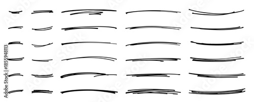 ラフな手描きアンダーラインセット ベクター素材