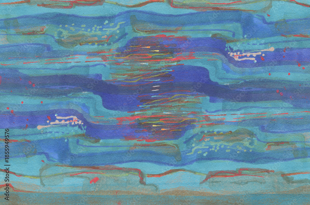 Fototapeta premium Abstract felt-tip pen background. Hand painted illustration. Modern art. Contemporary art. Blue felt-tip pen background with some spots on it and some lines in it