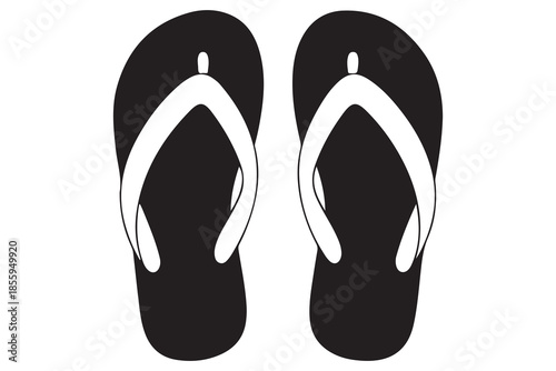 Flip flop sandals black silhouette illustration
