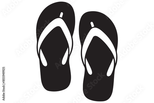 Flip flop sandals black silhouette illustration
