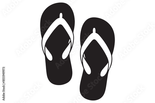 Flip flop sandals black silhouette illustration
