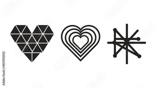 Geometric hearts and abstract shapes: A collection of geometric hearts and abstract shapes that express the harmony of geometric design. 