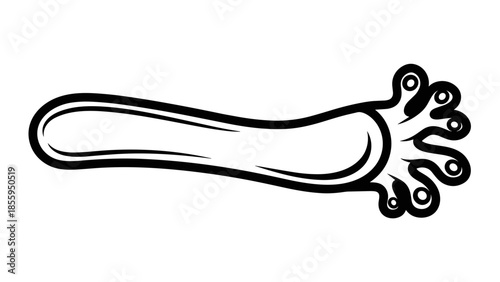 Black and White Illustration of Octopus Tentacle.