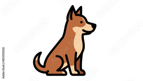 Cartoon dog sitting and looking sideways.