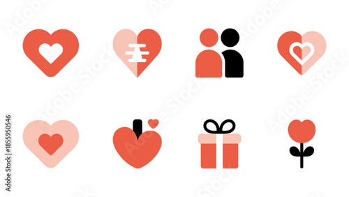 Collection of Romantic Emblems: Capturing the essence of romance with a series of charming icons, each representing a facet of love.