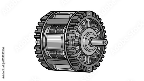 Detailed Illustration of Alternator or Generator.