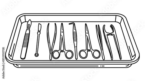 Surgical Instruments in a Tray.