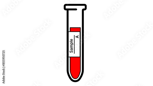 Test Tube with Blood Sample Label.
