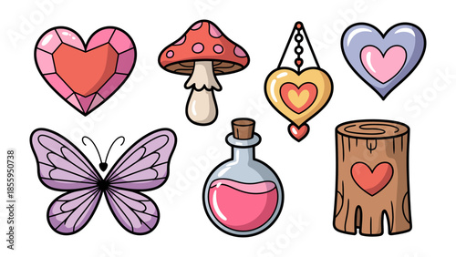 Whimsical Magic Charms Collection: A collection of charming, hand-drawn illustrations of magical elements, ready to add a touch of enchantment to your designs. Each piece is crafted with care.