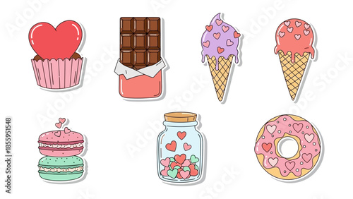 Sweet Treats of Affection: A collection of delightful desserts adorn with heart shaped to convey love, joy and celebration.