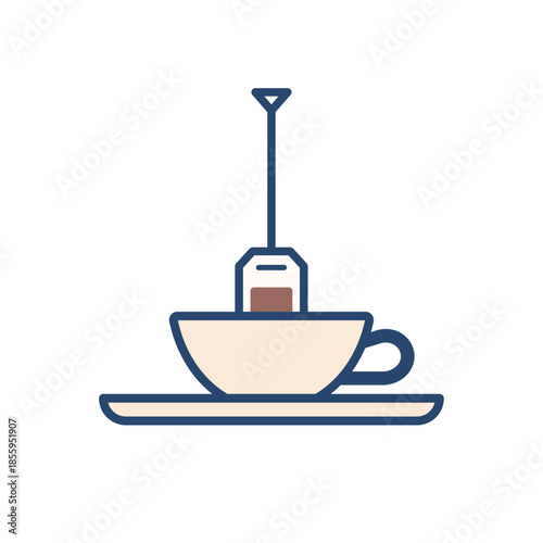 Simple flat icon of cup with tea bag