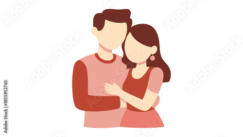 Illustration of Embracing Couple: An illustration depicting a tender moment of intimacy. A couple in embrace, showing the depth of connection, love and care.