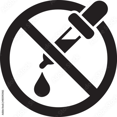 No oil or fluid dripping symbol warning sign for no lubricant or liquid drop