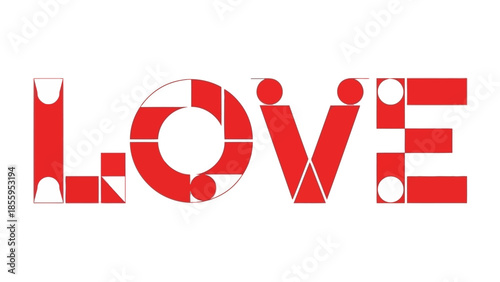 Geometric Love: A modern graphic design spells out the word LOVE in a playful and artistic composition. With its bold red hue, the image is a celebration of the universal emotion.