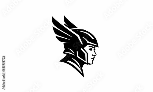 Female Knight Profile Emblem with Winged Armor Helmet for Esports Logo