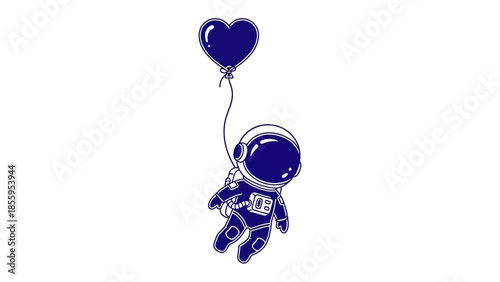 Astronaut and a balloon: An astronaut floats through the cosmos, gently tethered to a heart-shaped balloon, symbolizing love, dreams, and the boundless possibilities of space exploration.