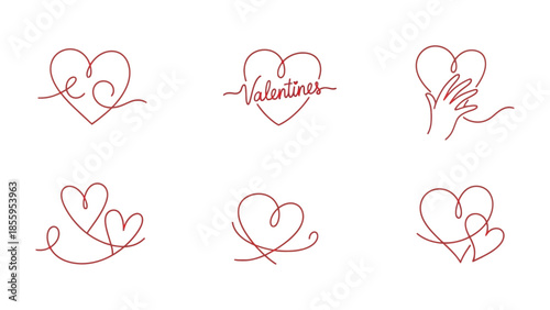 Artful Hearts: A captivating illustration showcases a collection of hearts, each uniquely rendered with a single continuous line. The imagery evokes themes of love, unity.