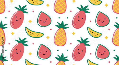 Adorable tropical fruit seamless pattern background vector design