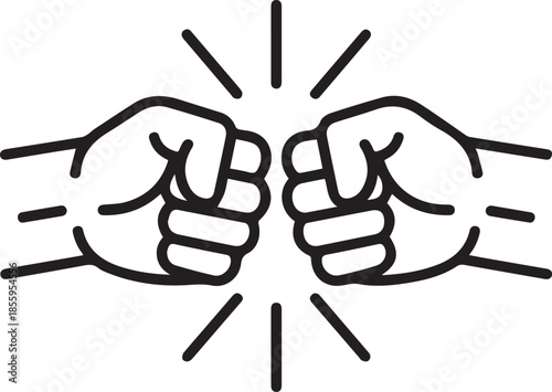 Two clenched fists facing each other with motion lines symbolizing conflict or competition