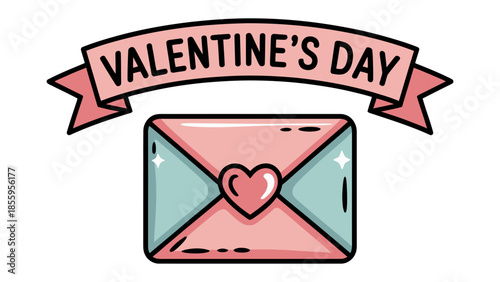 Sealed with Love: A charming valentine's day illustration showcasing a heartfelt message sealed with love's emblem. The scene evokes the feeling of romance and affection.