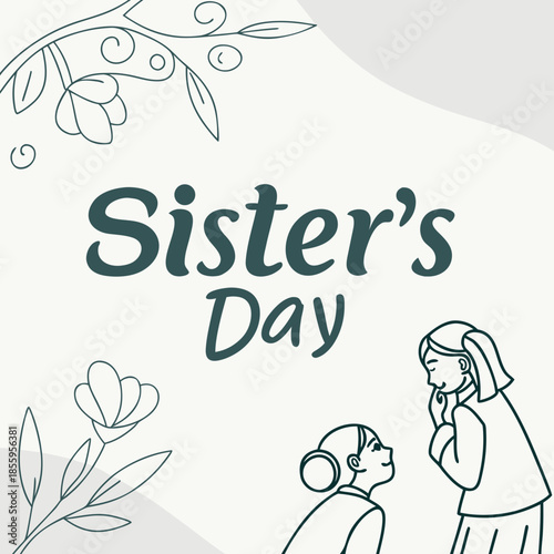 sisters day card with floral design