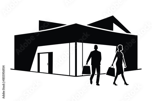  Shopping Mall Silhouette Vector
