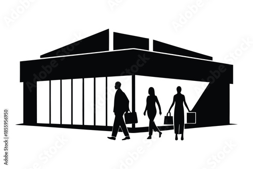  Shopping Mall Silhouette Vector