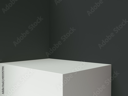 Minimal Black and White 3D Studio for Product Display White Podium Ver. (Made with Adobe Dimension)