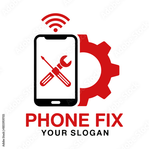 mobile phone shop repair logo set