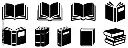 open close book line icon set