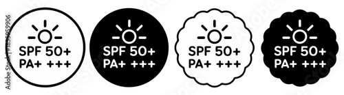 spf sun protection skincare line icon set