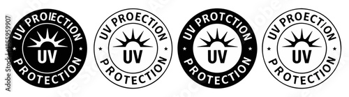 uv sun protection skincare line icon set