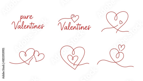 Valentine Hearts in Pure Style: A collection of elegantly designed hearts for Valentine's Day celebrations, evoking feelings of love, romance, and artistic charm.