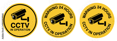 cctv security camera line icon set