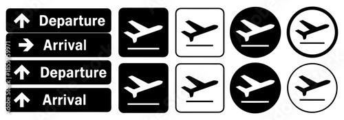 airplane flight transport icon set
