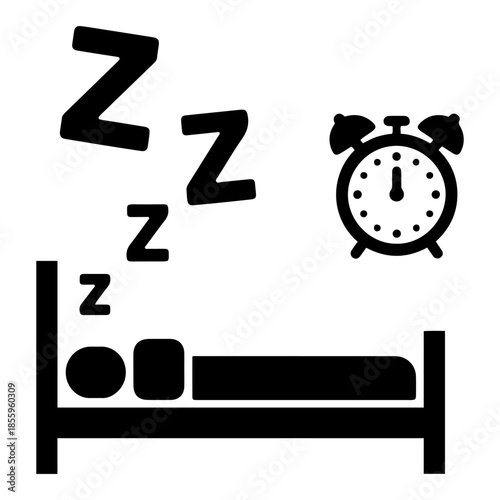 sleep bed with clock icon